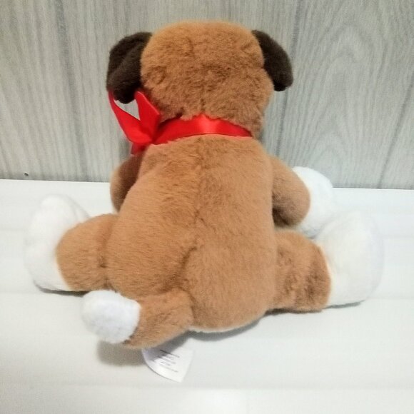 Animal Adventures Stuffed Dog Cute Red Ribbon Plush Kid's Children's Toy Plushie - Picture 3 of 5